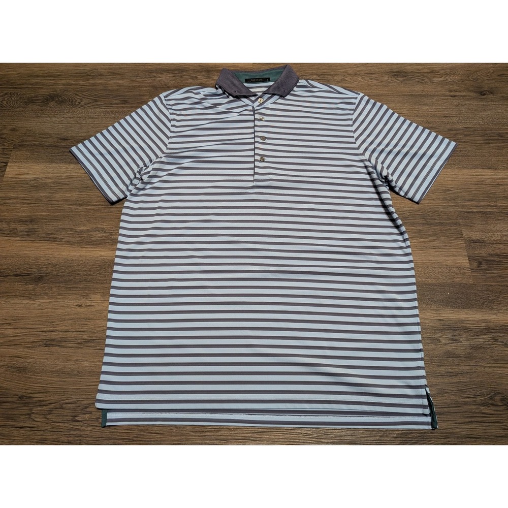 GREYSON Men's‎ Striped Golf Polo Shirt Short Sleeve Button Up Size L